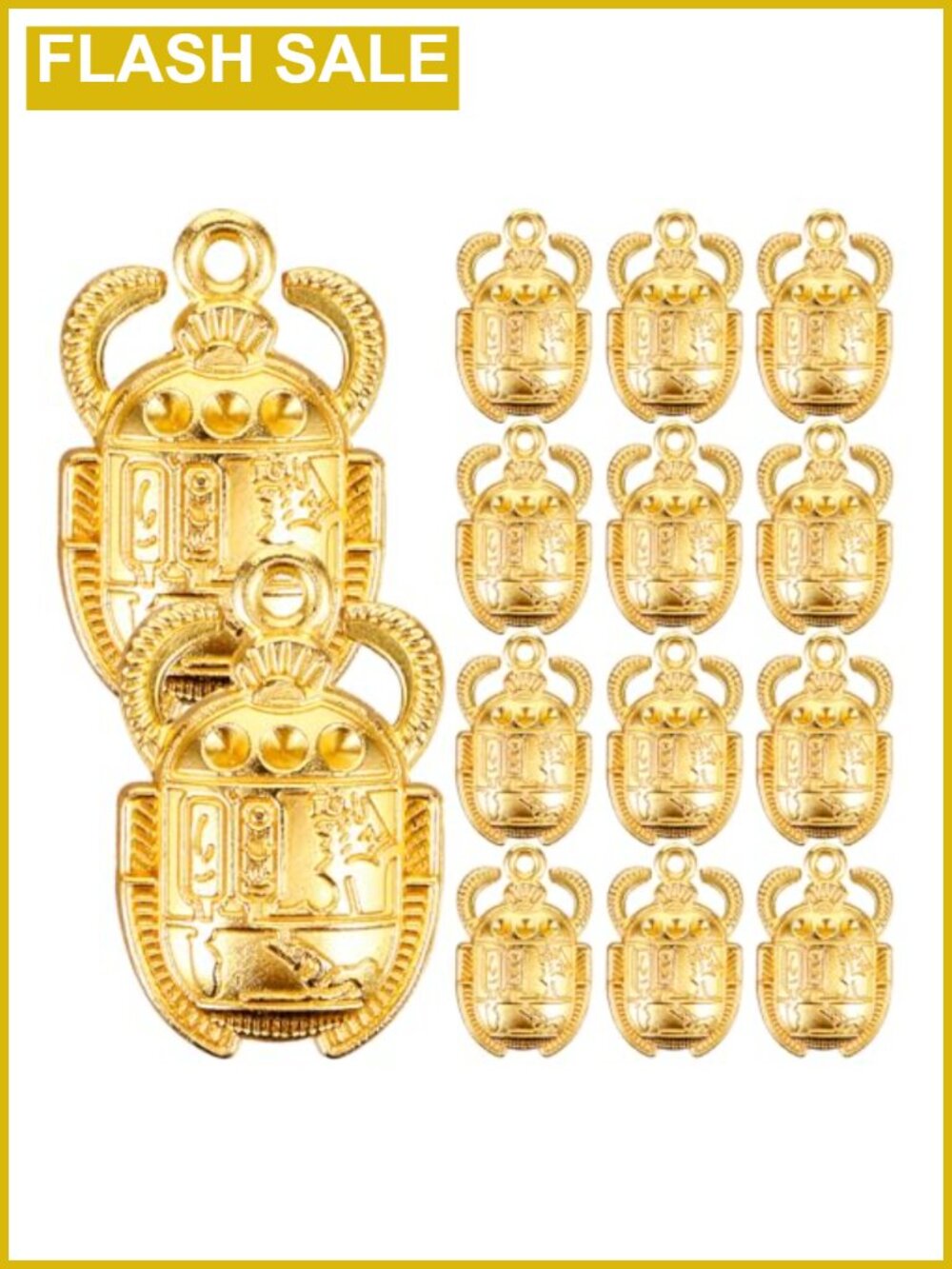 30 Pcs Egyptian Scarab Beetle Charms, Metal Vintage Gold Charm Jewelry Making
